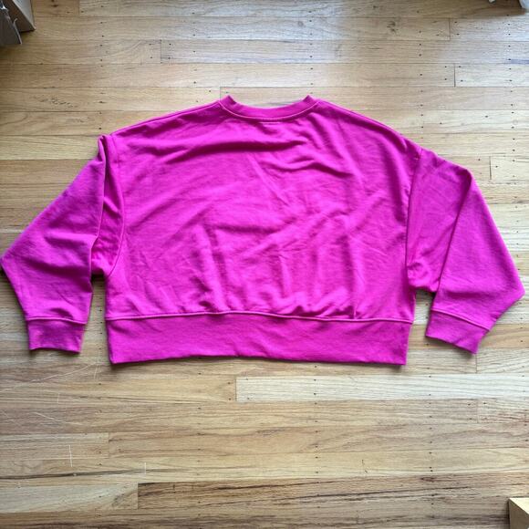 Barbie Hot Pink Crop Sweatshirt Size M Crewneck Long Sleeve Girlcore Bubblegum - Picture 7 of 7